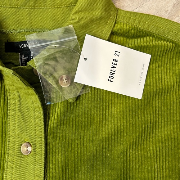 Forever 21 Jacket Corduroy Button-Up Shirt Front Shacket Sz S Olive - Picture 3 of 10
